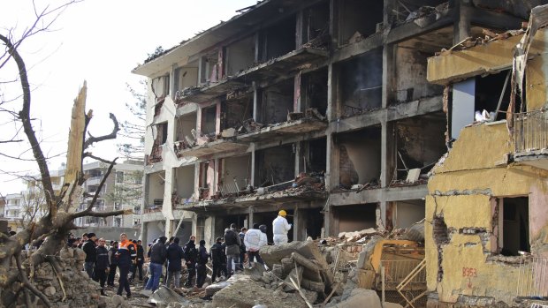 Kurdish rebels detonated a car bomb at a police station in southeastern Turkey.