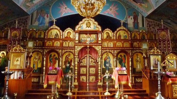 The Church of Our Lady's Dormition in Dandenong has a plain exterior but a highly ornate interior.
