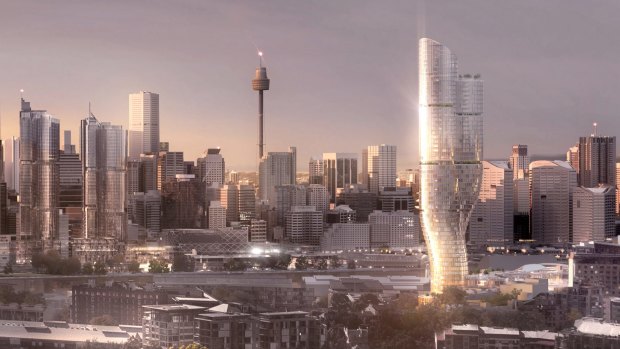 Artist impressions by fjmt architects of a new $500m hotel being built by The Star at Darling Harbour.