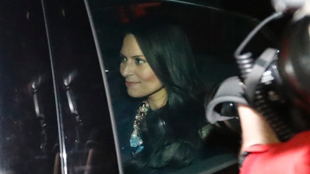 Britain's International development secretary Priti Patel leaves 10 Downing Street in London on Wednesday.