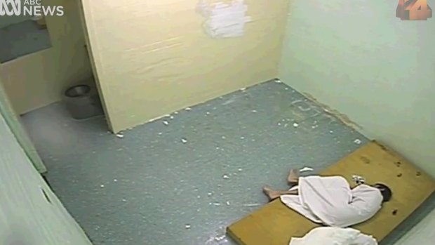 A youth is left in solitary confinement in the ABC footage.