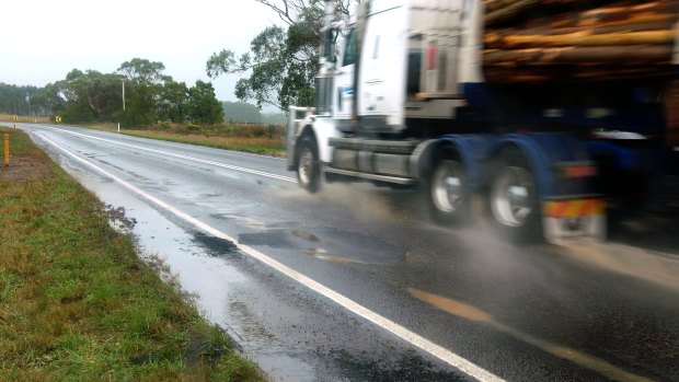 A driver has died after a truck trailer veered into oncoming traffic on the Glenelg Highway. 
