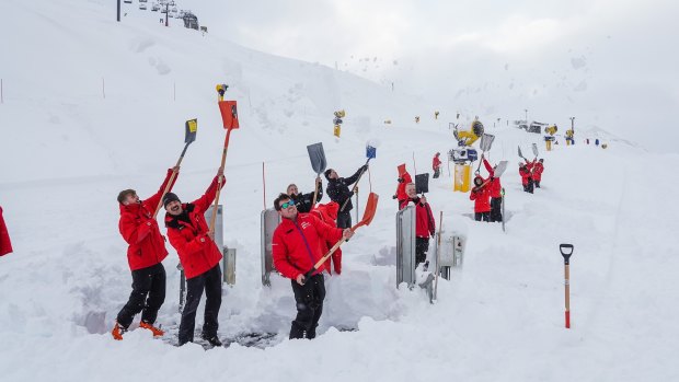 Staff work on preparations for visitors at Coronet Peak.