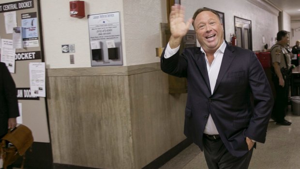 Alex Jones, arrives for a child custody trial at the Travis County Courthouse in Austin, Texas in April.