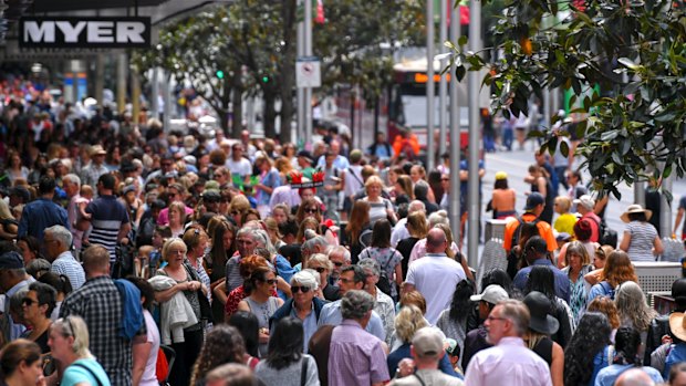 Christmas shoppers in Bourke Street Mall.