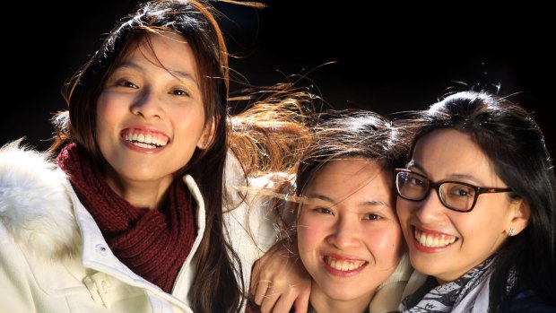 From left: Andrea, 25, Adrienne, 21, and Audrey, 30, are Malaysian-born sisters who have undergone tertiary studies in Sydney.
