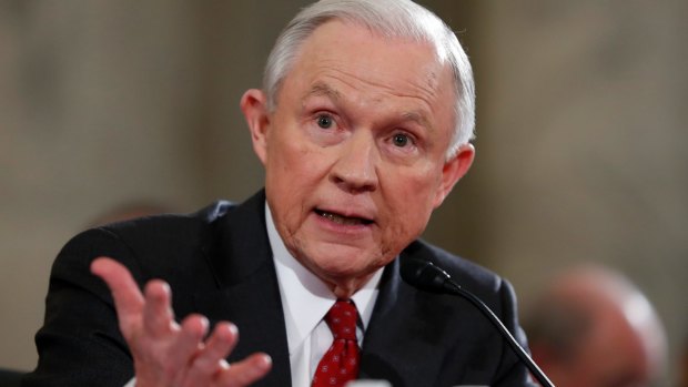 Jeff Sessions testifies on Capitol Hill  at his confirmation hearing in January.
