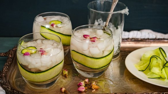 Cucumber rose gin spritz. 