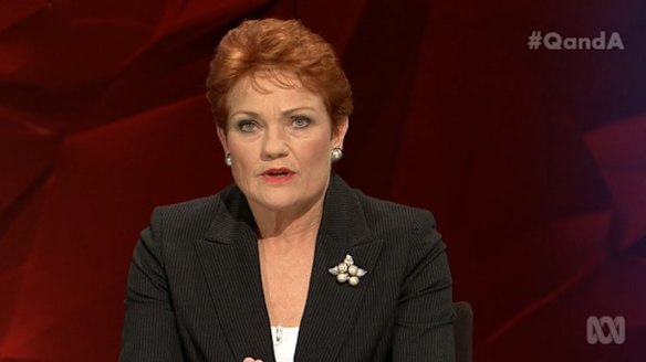 Pauline Hanson on Q&A on Monday.