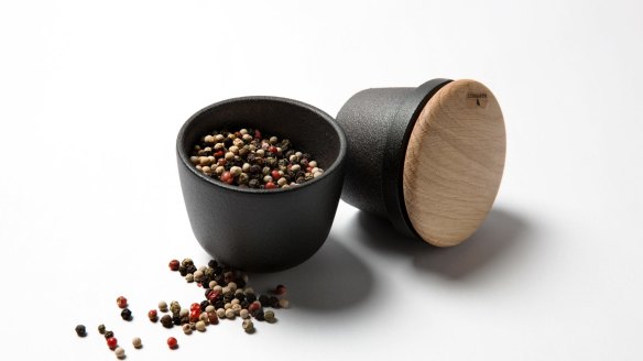 Skeppshult cast iron spice-grinder with oak lid, $84.95 (large), $69.50 (small), essentialingredient.com.au.