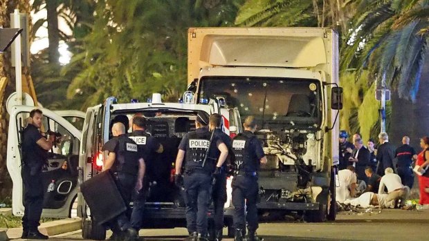 The aftermath of the Nice truck attack on the Promenade des Anglais.