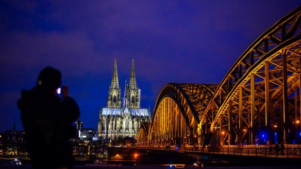A view over the Rhine to  Cologne Cathedral which is right outside the city's main railway station.