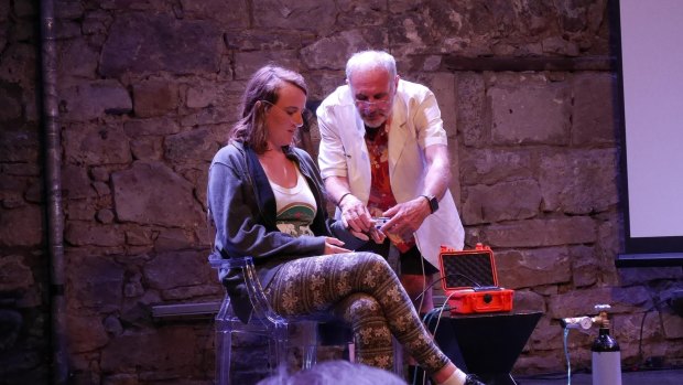 Philip Nitschke performs Dicing with Dr Death at the Edinburgh Fringe Festival.
