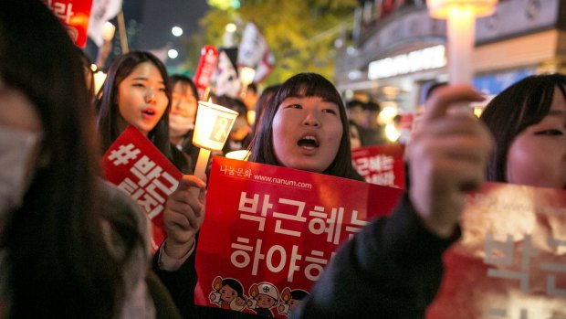 Protesters demand Park step down: Public support for President Park Geun-hye has dropped to five percent.