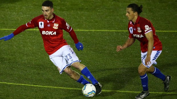 Panagiotis Nikas in action for Sydney United, who won this year's NSW minor premiership. 