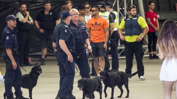 A large police and security presence at the Stereosonic Music Festival on December 5, 2015 in Melbourne.  