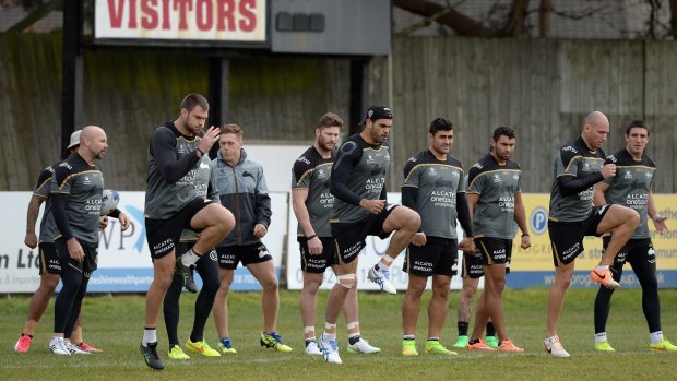 Rabbit invasion: South Sydney Rabbitohs warm up during a training session before their successful tilt at the World Club Challenge.