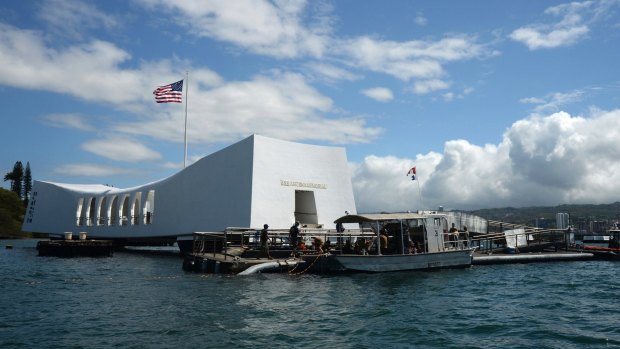 The USS Arizona Memorial in Pearl Harbour, Hawaii, which Shinzo Abe will become the first Japanese leader to visit.