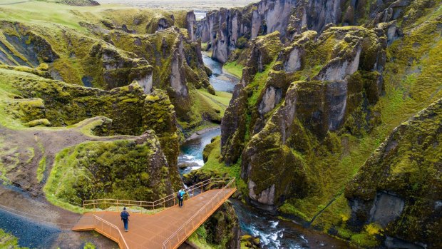 Fjaorargljufur canyon in Iceland. Justin Bieber's music video I'll Show You was filmed at the canyon and seen by millions