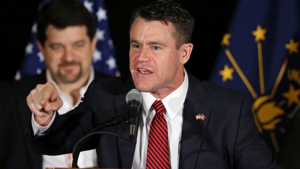 Republican Senator Todd Young, thanks supporters after winning his race for Indiana.