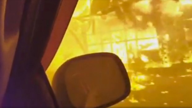 A screenshot from the video Michael Luciano recorded while fleeing from a wildfire in Tennessee.
