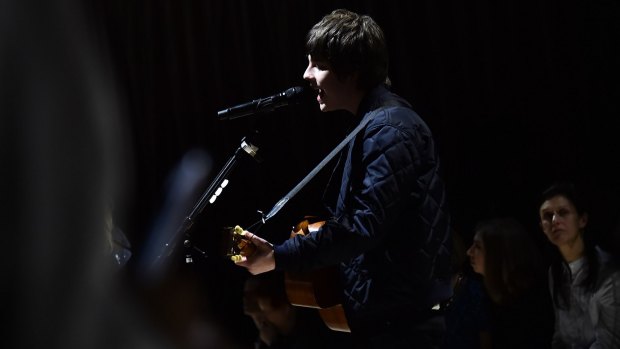 Jake Bugg performs at the Burberry Womenswear February 2016 Show at Kensington Gardens.