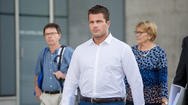 Mr Tostee leaves Brisbane Supreme Court after day three of this murder trial on October 12.