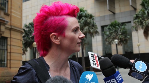 Lucy Perry leaving the Royal Commission into child abuse on 2 March 2015. Photo: Louise Kennerley 