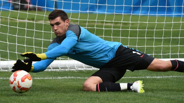 Mat Ryan at a training session at the Olympic Stadium on Friday.

