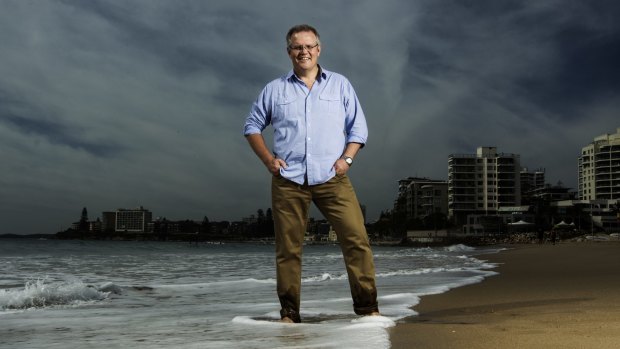 Scott Morrison on the beach at North Cronulla.