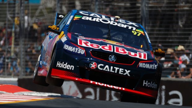 Supercars championship leader Shane Van Gisbergen in his V8 Holden Commodore at the Gold Coast 600.