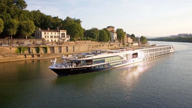 The Avalon Poetry II on the Saone River in Lyon, France. 