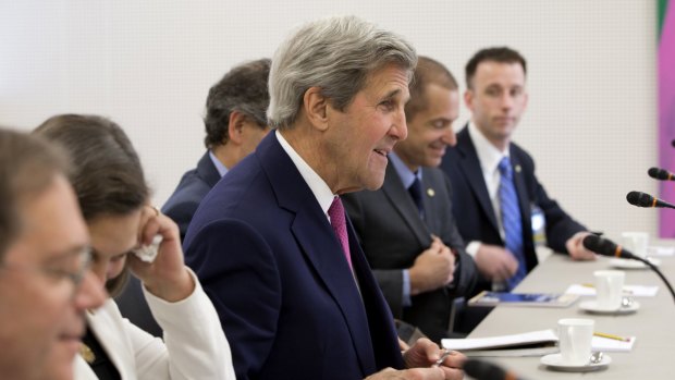 US Secretary of State John Kerry meeting NATO foreign ministers at NATO headquarters in Brussels on Thursday.