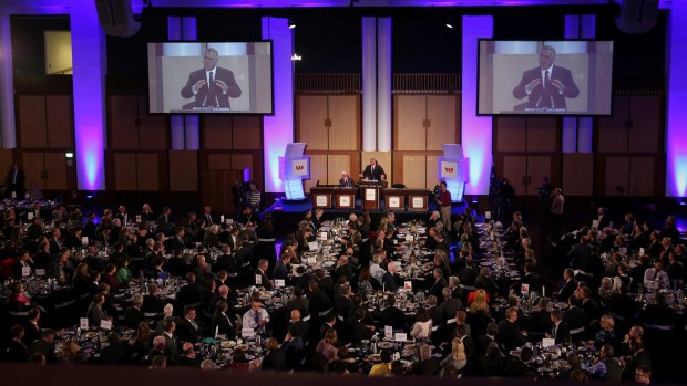 Treasurer Joe Hockey delivers his post-Budget address to the National Press Club of Australia address in the Great Hall at Parliament House on Tuesday 12 May 2015. 