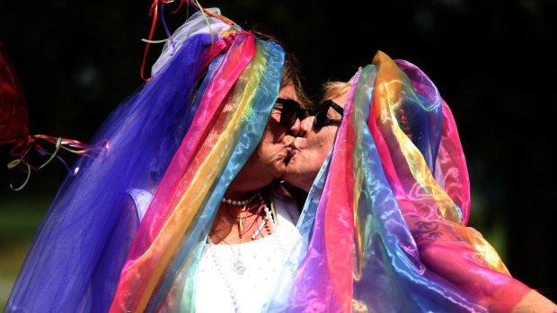 Love is in the air at the annual Midsumma gay pride march in St Kilda.