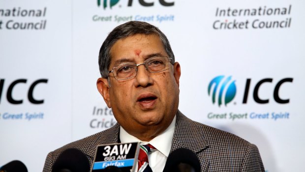 Outgoing ICC chairman Narayanaswami Srinivasan at the MCG in 2014.