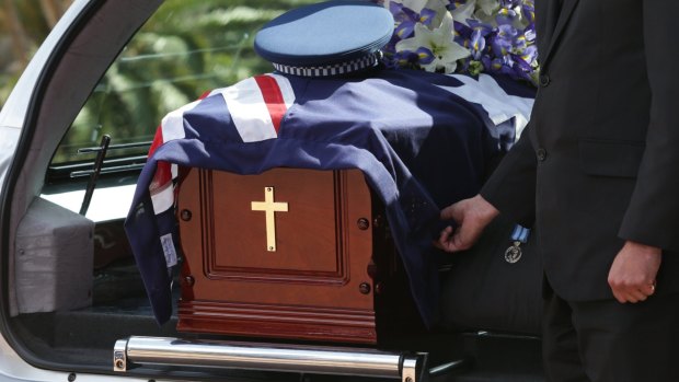 Sergeant Geoffrey Richardson's funeral was held at Christ Church Cathedral in Newcastle.

