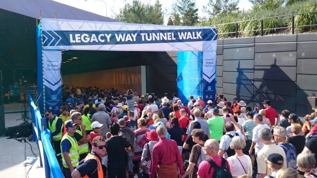Crowds at the recent Legacy Way open day. 
