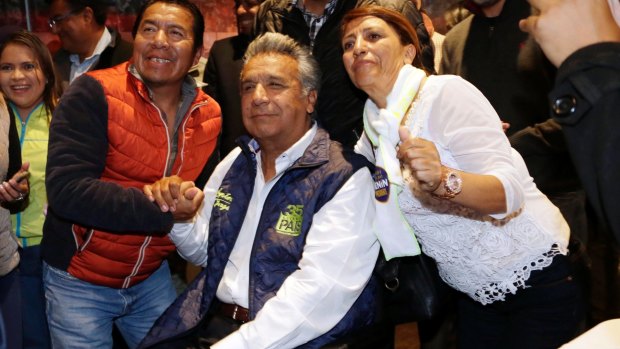 Presidential candidate Lenin Moreno in Quito on Monday.