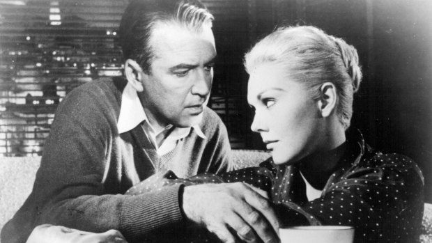 Jimmy Stewart and Kim Novak in a scene from <i>Vertigo</i> (1958). The film's reputation has grown since the late 1980s and is rated the best film ever made. 