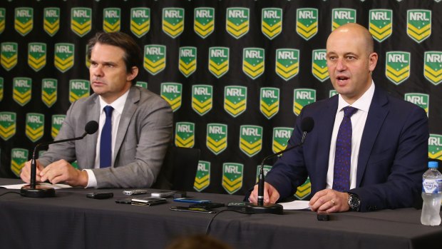 Handing down punishments: NRL integrity boss Nick Weeks and CEO Todd Greenberg.