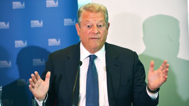 Former American vice-president Al Gore at his media conference in Melbourne on Monday.