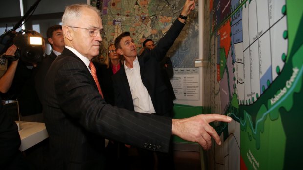 Prime Minister Malcolm Turnbull visited the Oran Park Town sales office in Sydney on Monday.