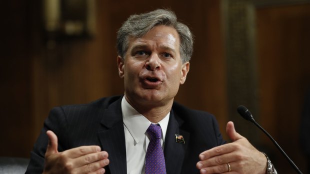 New FBI director Christopher Wray testifies on Capitol Hill in Washington at his confirmation hearing last month. 