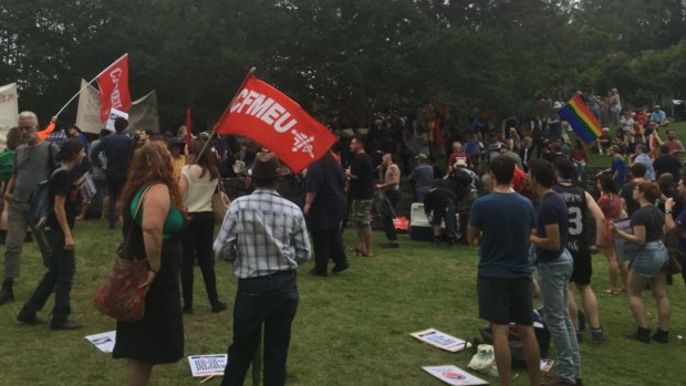 Counter-protesters outnumber the Reclaim Australia rally in Brisbane.