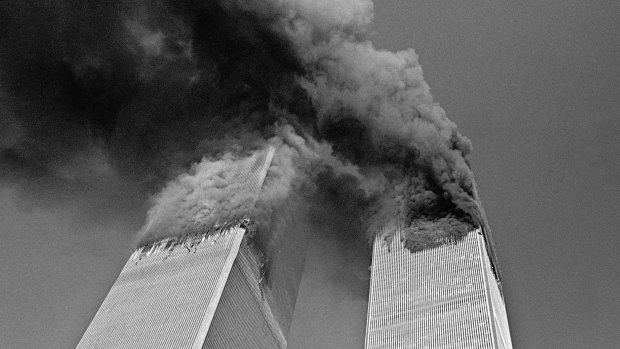 Smoke billows from the twin towers of the World Trade Centre on September 11, 2001.
