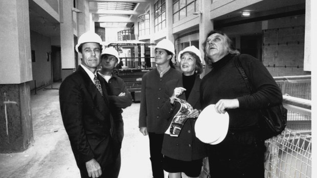 Colin Still (left) at the Children's Hospital at Westmead, 1994. From his early career he created artworks for public spaces.  