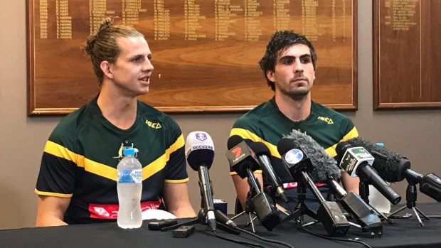 New rules: Six additional players will join Docker Nat Fyfe and Eagle Andrew Gaff in the International Rules squad for the series against Ireland.