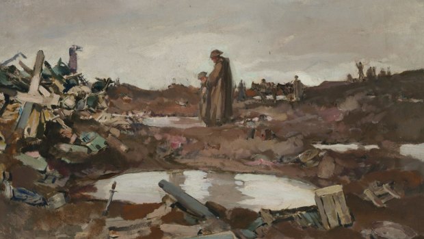 Frank Crozier's <i>Working party at Flers</I> shows the horrific conditions of of war.