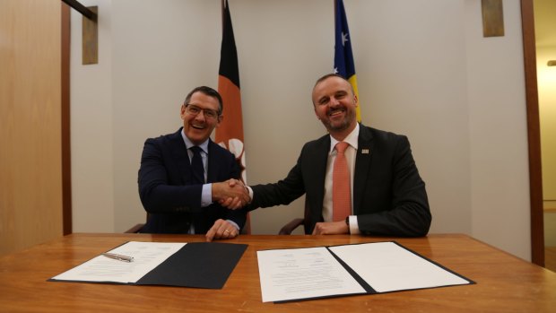 The chief ministers of Australia's two territories, ACT's Andrew Barr and the NT's Hon Michael Gunner, have signed a memorandum of understanding on a number of joint policy priorities including the removal of the Andrew's Bill that prevents the NT and the ACT from considering voluntary euthanasia.